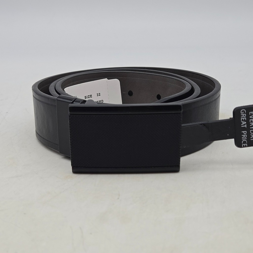 Structure Belt Black Brown Reversible Faux Leather Mens 32 Black Buckle New